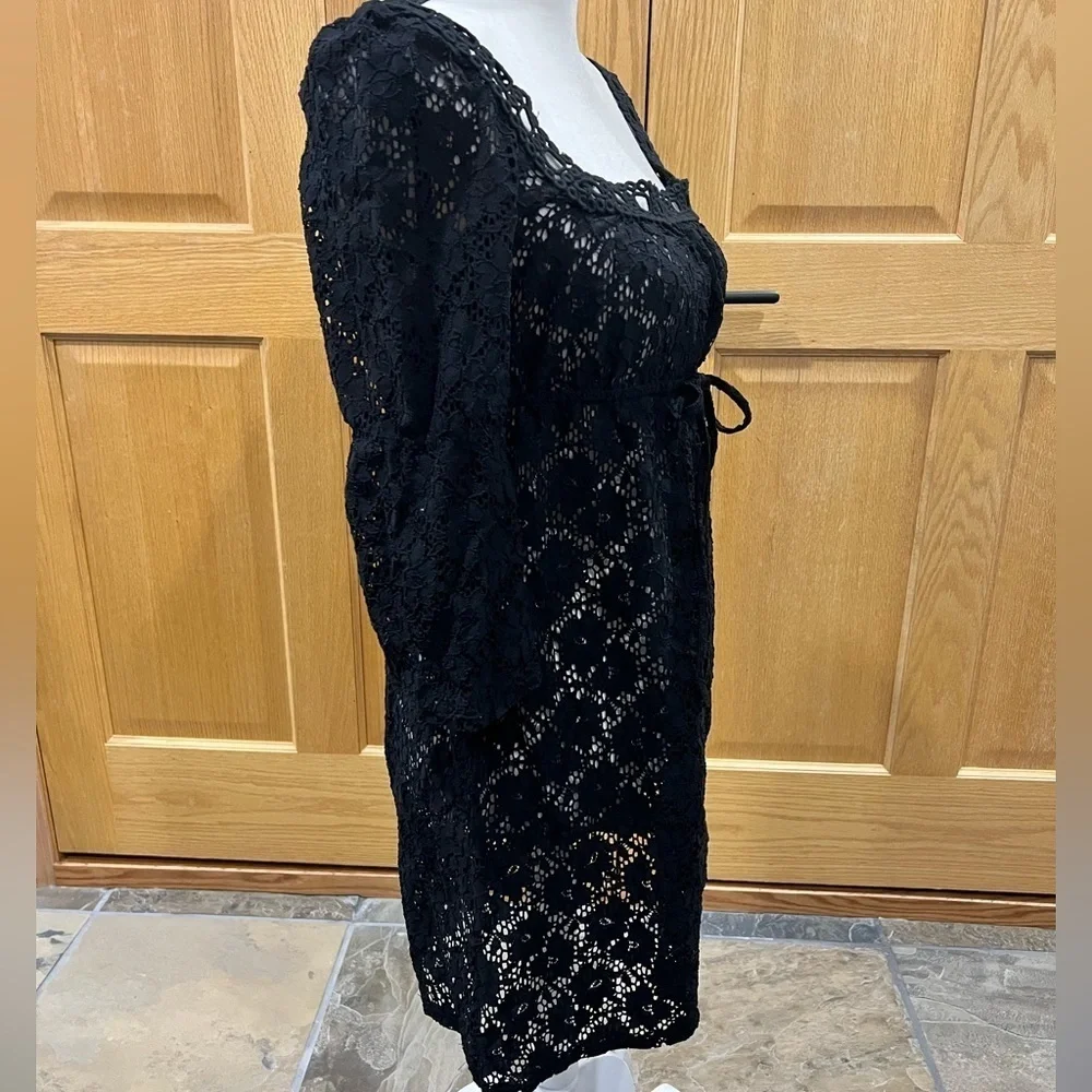 Laundry Black Lace Square Neck Swimsuit, cover-up Size Small